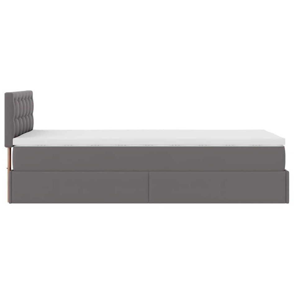 Estructura cama otomana colchón cuero sintético gris 90x200