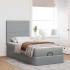 Estructura de cama otomana con colchón tela gris claro