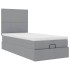 Estructura de cama otomana con colchón tela gris claro