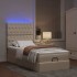 Estructura de cama otomana con colchón tela crema