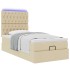 Estructura de cama otomana con colchón tela crema
