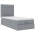 Estructura de cama otomana con colchón tela gris claro