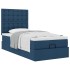Cama otomana con colchón tela azul 100x200