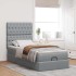 Estructura de cama otomana con colchón tela gris claro