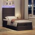 Cama otomana con colchón y LED tela marrón oscuro 90x200