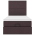 Cama otomana con colchón y LED tela marrón oscuro 90x200