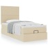 Cama otomana con colchón de tela color crema 100x200