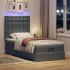Cama otomana con colchón y LED tela gris oscuro