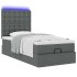 Cama otomana con colchón y LED tela gris oscuro