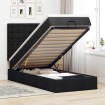 Estructura de cama otomana con colchón tela negra 80x200cm