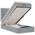 Cama otomana con colchón y LED tela gris claro 90x200