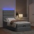 Cama otomana con colchón y LED tela gris claro 90x200