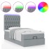 Cama otomana con colchón y LED tela gris claro 90x200