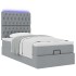 Cama otomana con colchón y LED tela gris claro 90x200