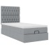 Cama otomana con colchón y LED tela gris claro 90x200