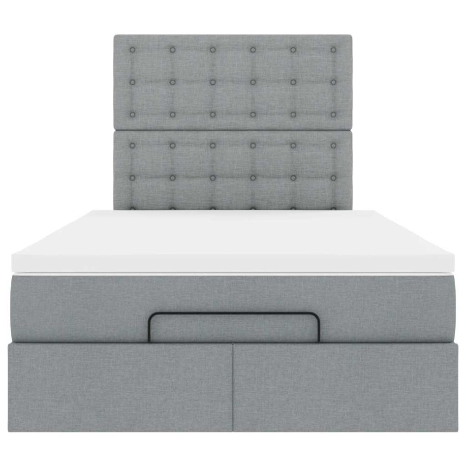 Estructura de cama otomana colchón tela gris claro