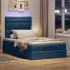 Estructura de cama otomana con colchón tela azul