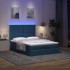 Estructura de cama otomana colchón tela azul pardo