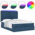 Estructura de cama otomana colchón tela azul pardo