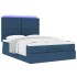 Estructura de cama otomana colchón tela azul pardo