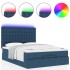 Estructura de cama otomana colchón tela azul pardo