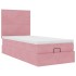 Estructura cama otomana colchones terciopelo rosa