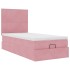 Estructura cama otomana con colchones terciopelo rosa