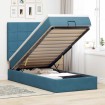 Estructura de cama otomana con colchones terciopelo azul oscuro