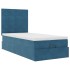 Estructura de cama otomana con colchones terciopelo azul