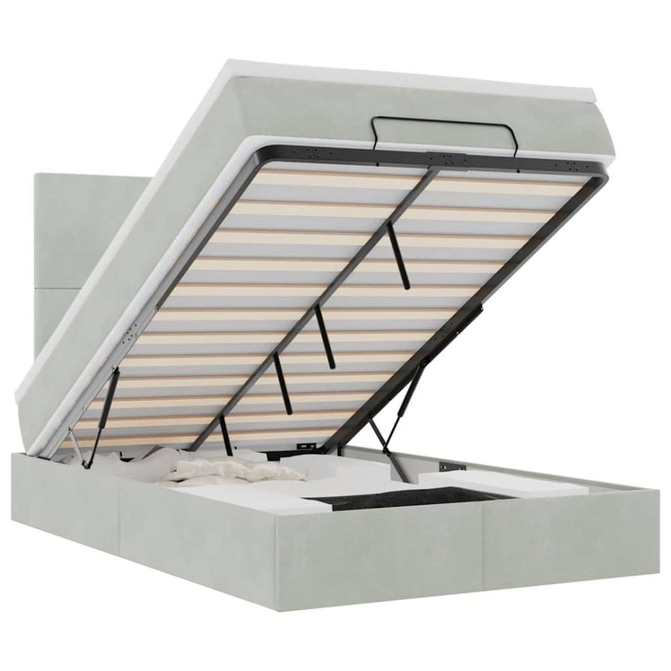 Estructura cama otomana colchones gris claro