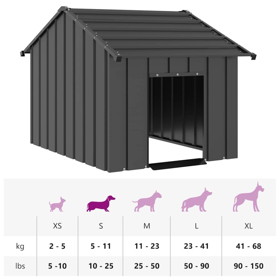 Caseta para perros con techo acero galvanizado 83x130x85