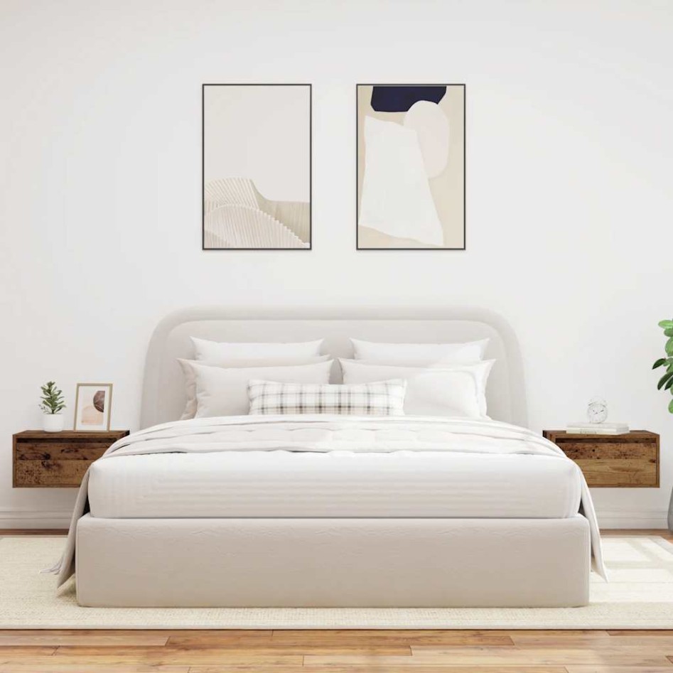 Mesitas de noche de pared luces LED 2 unidades madera