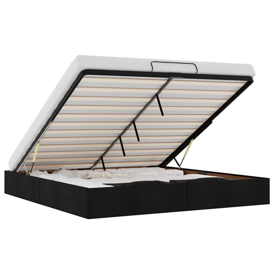 Estructura de cama otomana sin colchón tela negra 200x200