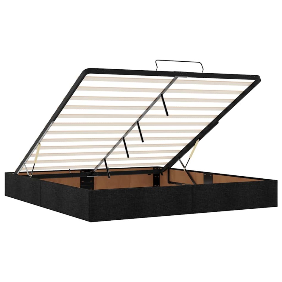 Estructura de cama otomana sin colchón tela negra 200x200