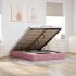 Estructura cama otomana sin colchón terciopelo rosa 140x190