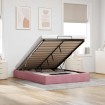 Estructura cama otomana sin colchón terciopelo rosa 140x190 cm