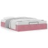 Estructura cama otomana sin colchón terciopelo rosa 140x190