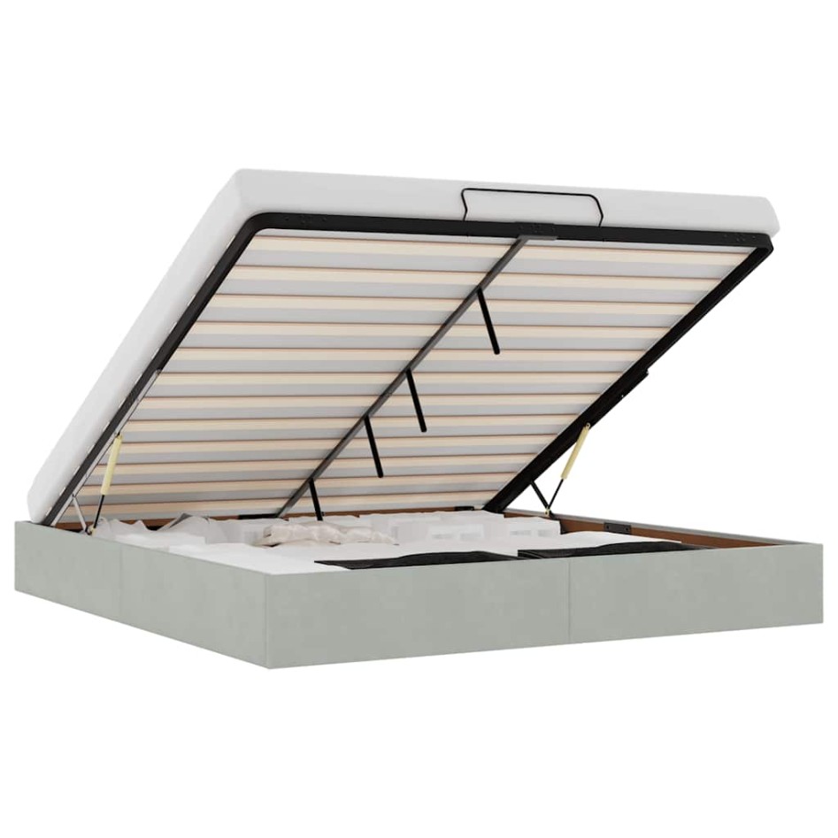 Estructura de cama otomana sin colchón gris claro 200x200