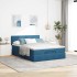 Estructura de cama otomana con colchón azul oscuro 140x200