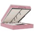 Estructura cama otomana con colchón terciopelo rosa 140x190