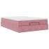 Estructura cama otomana con colchón terciopelo rosa 140x190