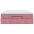 Estructura cama otomana con colchón terciopelo rosa 140x190