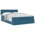 Estructura de cama otomana con colchón terciopelo azul