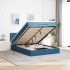 Estructura de cama otomana con colchón azul oscuro 140x200