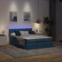 Estructura de cama otomana con colchón azul oscuro 140x200