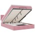 Estructura cama otomana con colchón terciopelo rosa 140x190