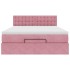 Estructura cama otomana con colchón terciopelo rosa 140x190