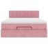Estructura cama otomana con colchón terciopelo rosa 140x190