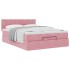 Estructura cama otomana colchón terciopelo rosa