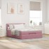Estructura cama otomana colchón terciopelo rosa